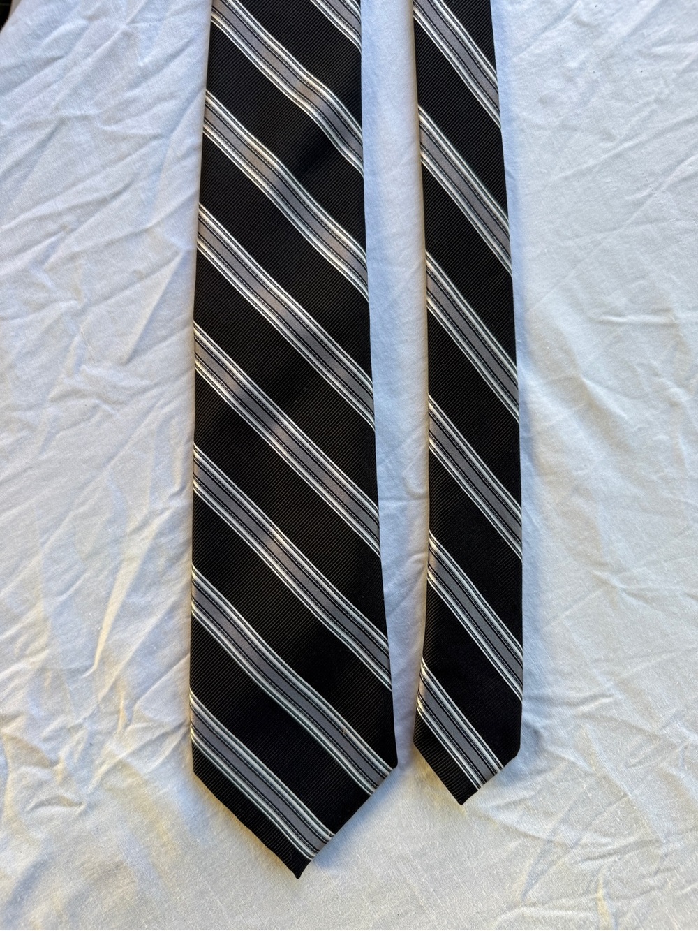 Barneys New York Made in Italy Silk Cotton Stripe Tie Designer Necktie